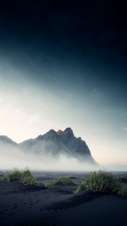 Iceland, fog, landscape Wallpaper 1440x2560