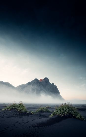 Обои 1600x2560 Исландия, туман, пейзаж