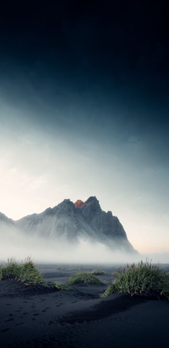 Iceland, fog, landscape Wallpaper 1440x2960