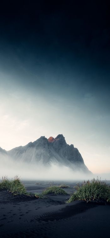 Iceland, fog, landscape Wallpaper 1170x2532