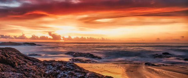 Bang Sak Beach, Takua Pa District, Phang-nga, Thailand Wallpaper 3440x1440