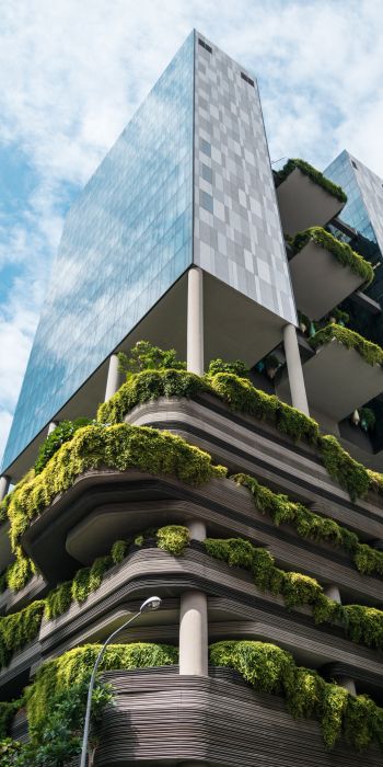 Обои 720x1440 Сингапур, здание с растениями