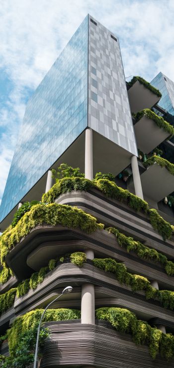 Обои 720x1520 Сингапур, здание с растениями