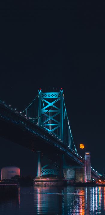 Benjamin Franklin Bridge, Philadelphia, USA Wallpaper 1080x2220