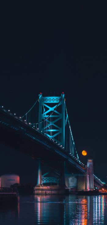 Benjamin Franklin Bridge, Philadelphia, USA Wallpaper 720x1520