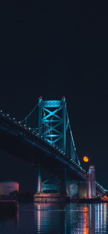 Обои 1125x2436 Мост Бенджамина Франклина, Филадельфия, США