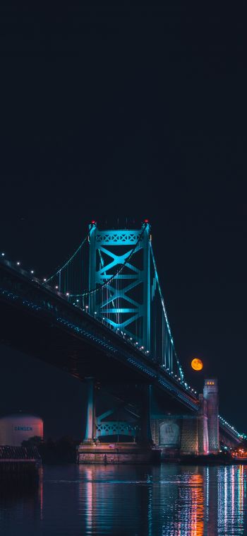 Обои 1080x2340 Мост Бенджамина Франклина, Филадельфия, США