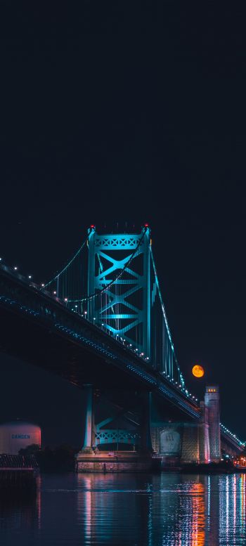 Benjamin Franklin Bridge, Philadelphia, USA Wallpaper 1440x3200