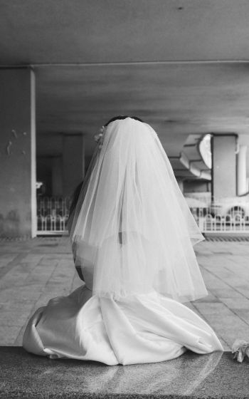 Обои 800x1280 невеста, свадебное платье