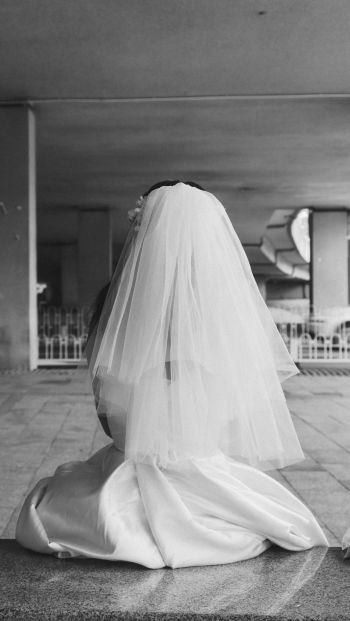 Обои 640x1136 невеста, свадебное платье