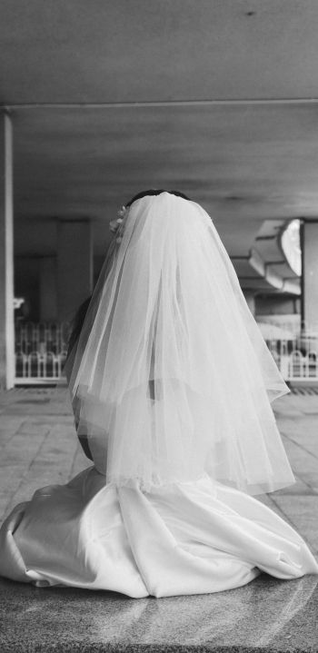 Обои 1080x2220 невеста, свадебное платье