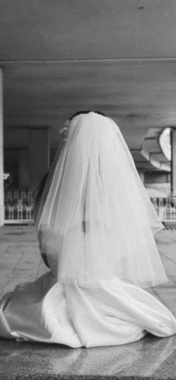 Обои 1125x2436 невеста, свадебное платье