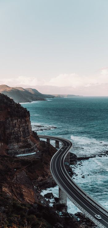 road by the sea Wallpaper 1080x2280