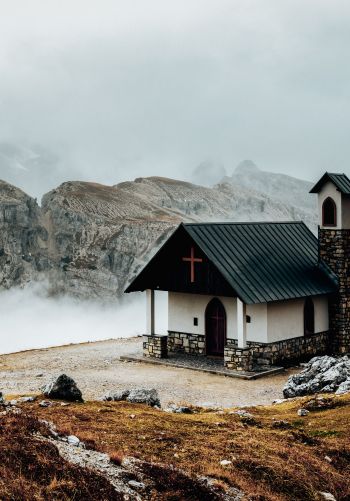 church, in the mountains Wallpaper 1668x2388