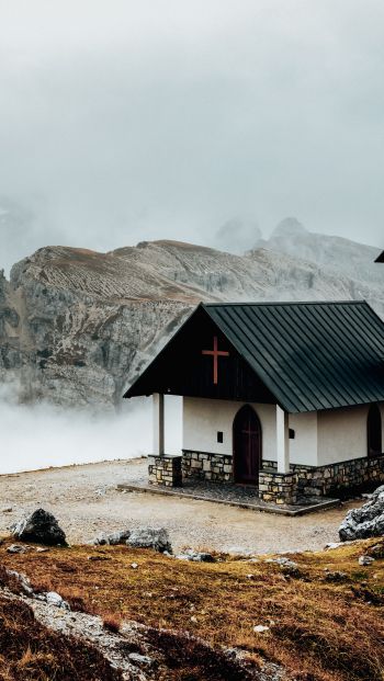 church, in the mountains Wallpaper 640x1136