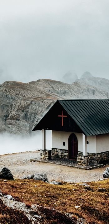 church, in the mountains Wallpaper 1440x2960