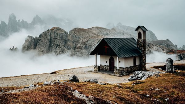church, in the mountains Wallpaper 1600x900