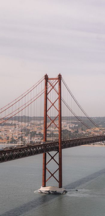 red bridge, Lisbon, Portugal Wallpaper 1080x2220