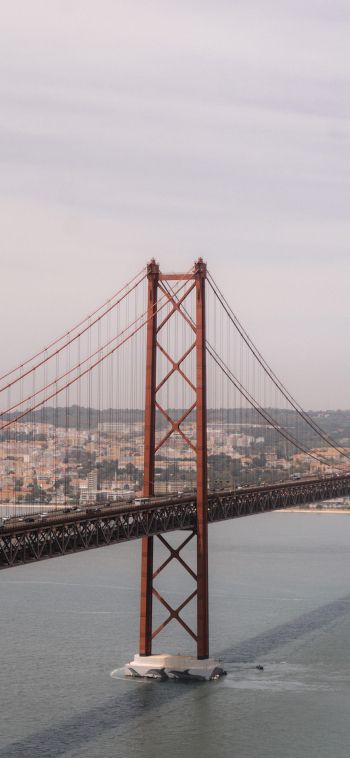 red bridge, Lisbon, Portugal Wallpaper 1080x2340
