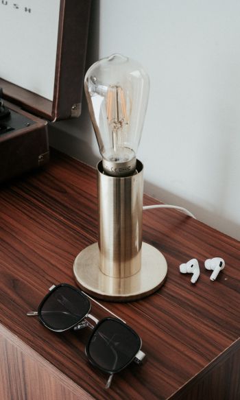 table lamp, glasses Wallpaper 1200x2000