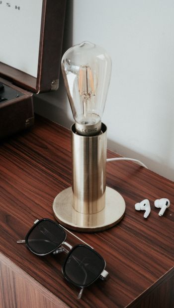 table lamp, glasses Wallpaper 640x1136
