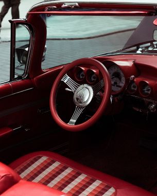 red retro car Wallpaper 2407x3009