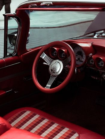 red retro car Wallpaper 1668x2224