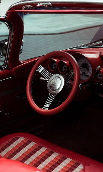 red retro car Wallpaper 1200x2000