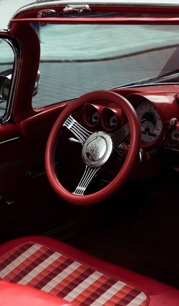 red retro car Wallpaper 600x1024