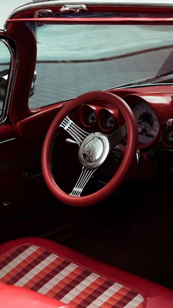 red retro car Wallpaper 640x1136
