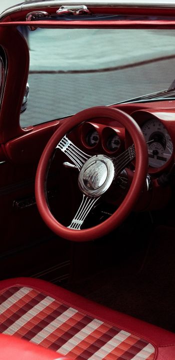 red retro car Wallpaper 1080x2220