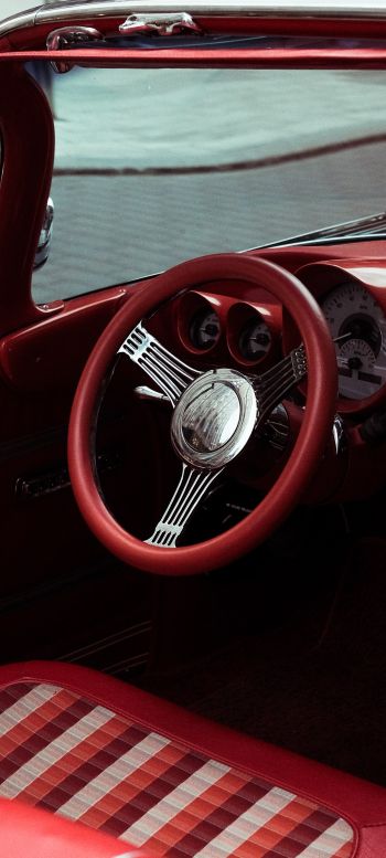 red retro car Wallpaper 1080x2400