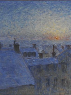 picture, sunrise over rooftops Wallpaper 1620x2160