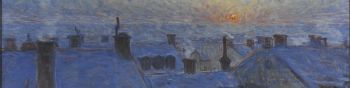 picture, sunrise over rooftops Wallpaper 1590x400