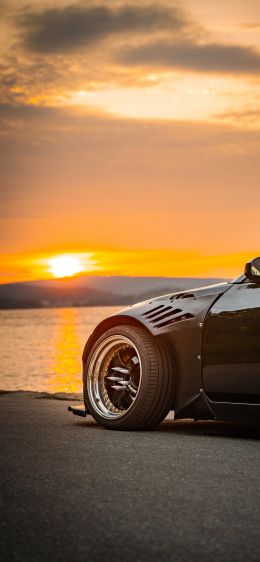 Nissan 350Z, sports car, sunset Wallpaper 1125x2436