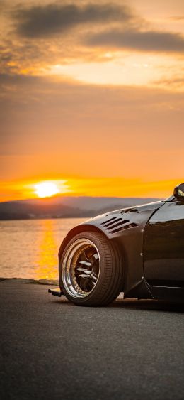 Nissan 350Z, sports car, sunset Wallpaper 1080x2340