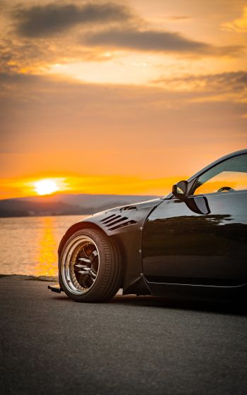 Nissan 350Z, sports car, sunset Wallpaper 1600x2560