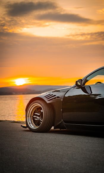 Nissan 350Z, sports car, sunset Wallpaper 1200x2000