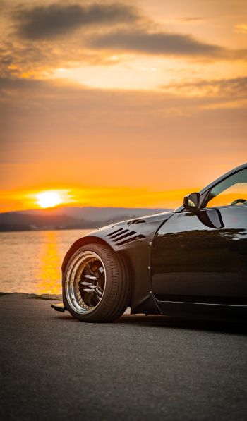 Nissan 350Z, sports car, sunset Wallpaper 600x1024