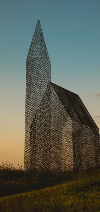 interesting house, transparent Wallpaper 1440x3040