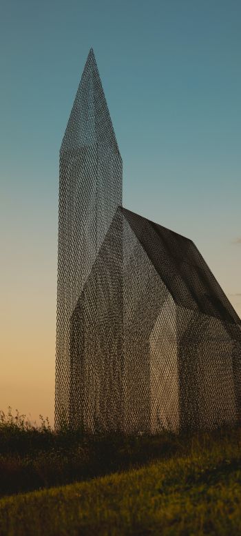 interesting house, transparent Wallpaper 1440x3200