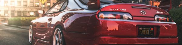 Toyota Supra JZA80, sports car Wallpaper 1590x400