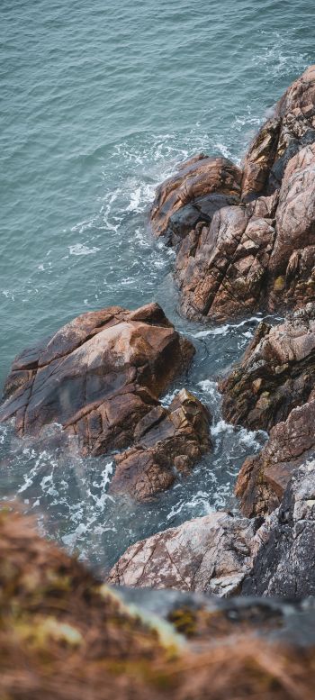 waves, rocks Wallpaper 1440x3200