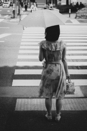 girl, crosswalk Wallpaper 3778x5667