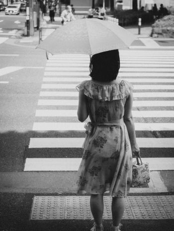 girl, crosswalk Wallpaper 1620x2160