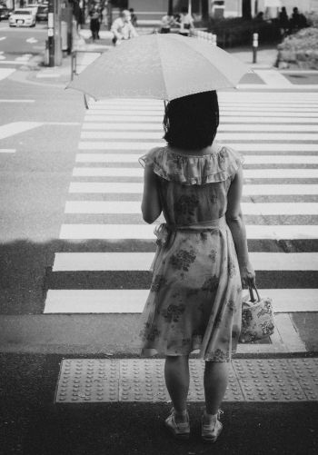 girl, crosswalk Wallpaper 1668x2388
