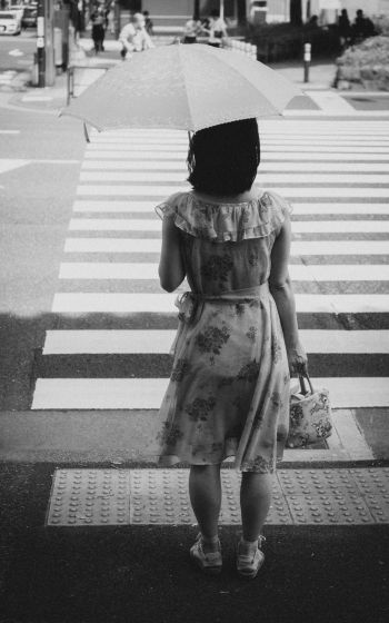 girl, crosswalk Wallpaper 1200x1920