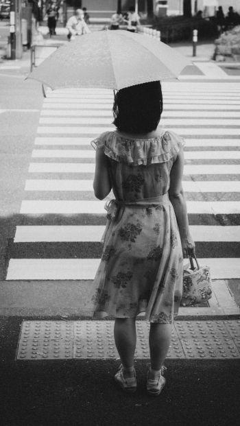 girl, crosswalk Wallpaper 640x1136
