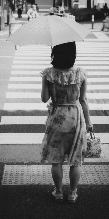 girl, crosswalk Wallpaper 720x1440