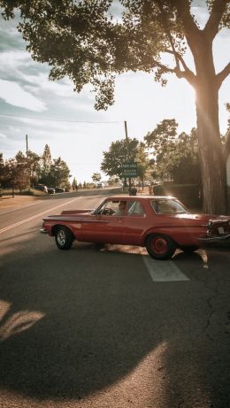 red car, city Wallpaper 640x1136